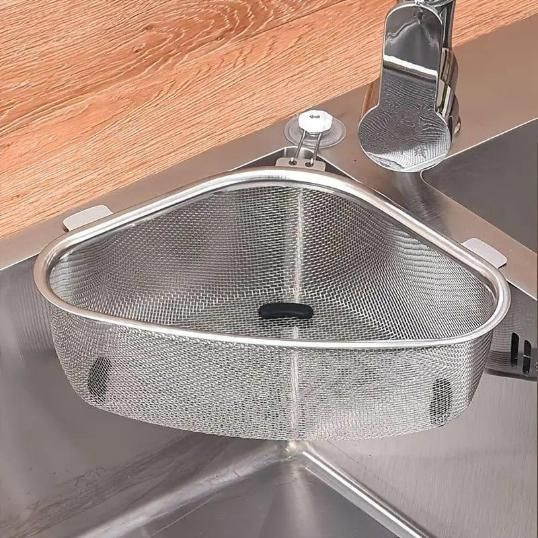 DrainEase Triangle - Kitchen Sink Drain Basket Triangle Shape Stainless Steel