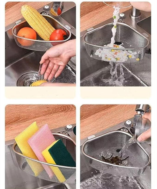 DrainEase Triangle - Kitchen Sink Drain Basket Triangle Shape Stainless Steel